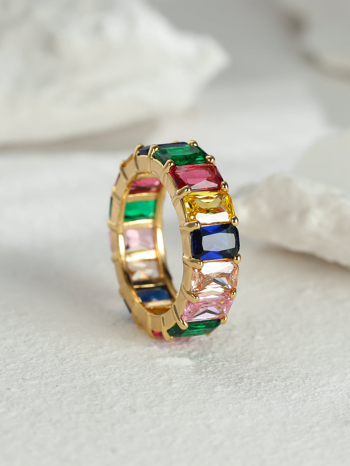 Cross-Border New Geometric Full Diamond Ring