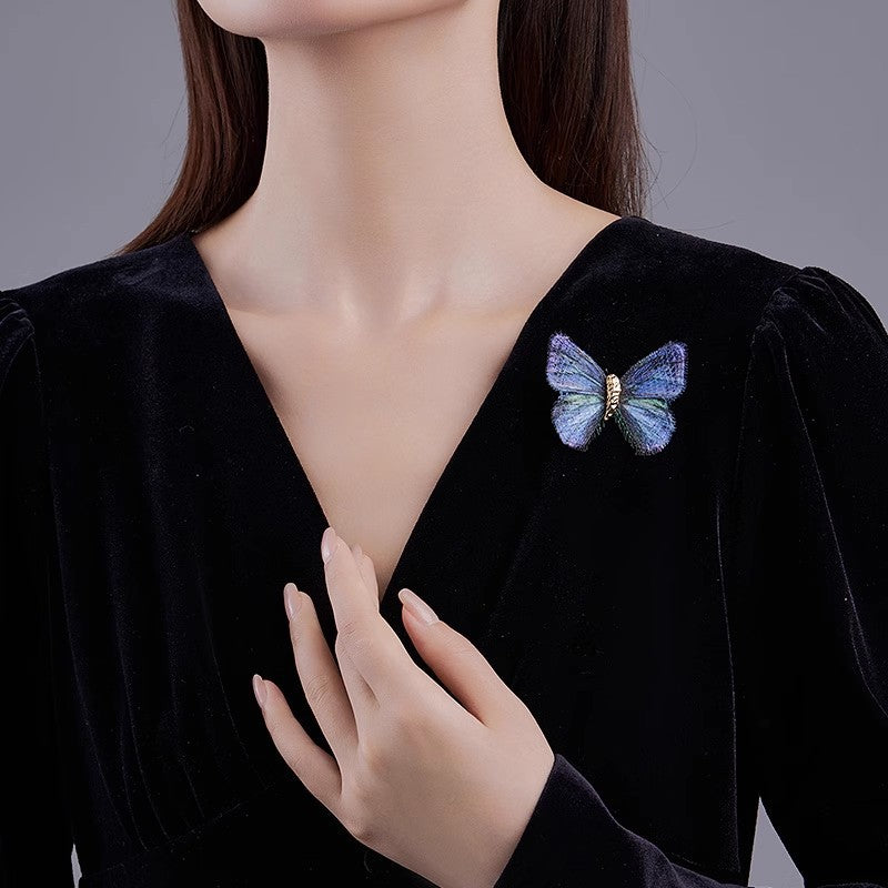 Retro Color Pattern Butterfly Brooch Women's Lightweight Gradient