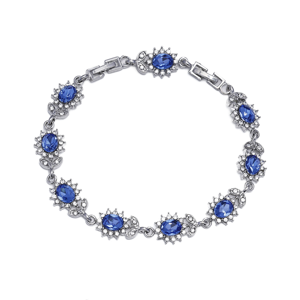 Cross-border Explosive Light Luxury Women's Colorful Zircon Flower Branches and Leaves Bracelet