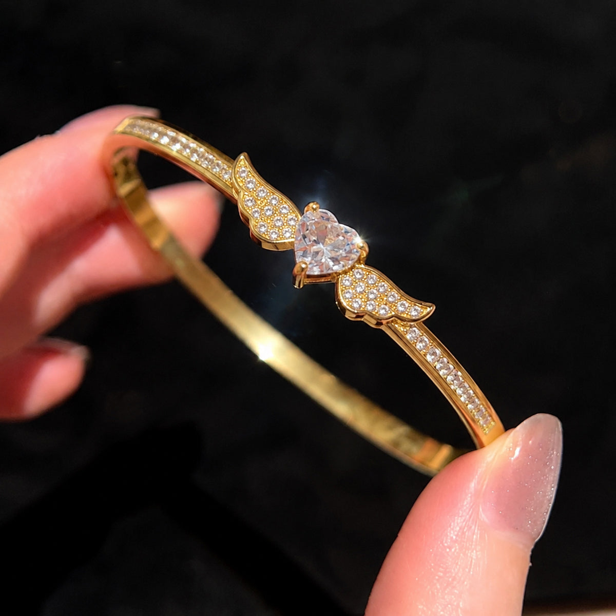 European and American cross-border fashion heart-shaped wing zircon bracelet