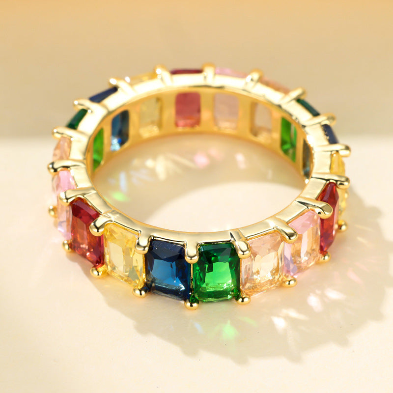 Cross-Border New Geometric Full Diamond Ring