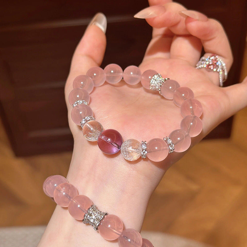 Peach Crystal Bracelet With Gift Box