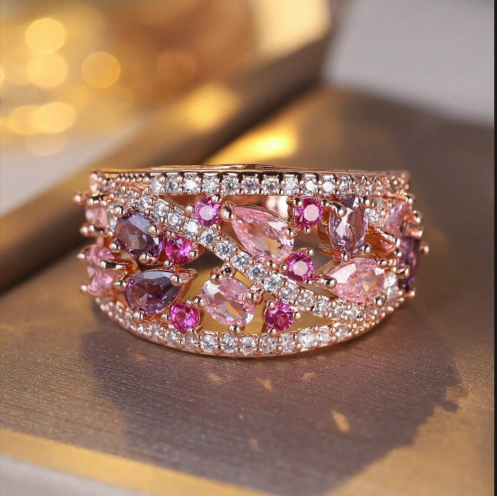 Cross-border wish European and American explosions round hollow high-grade texture ring