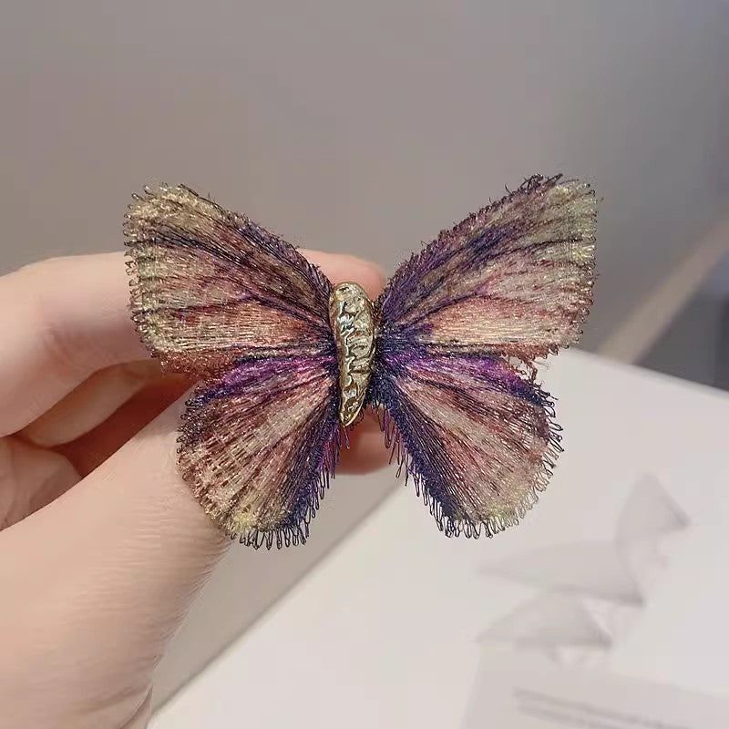 Retro Color Pattern Butterfly Brooch Women's Lightweight Gradient