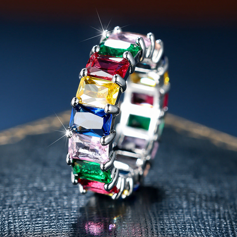Cross-Border New Geometric Full Diamond Ring