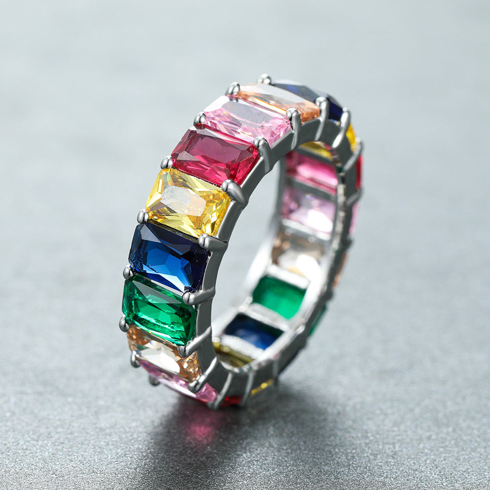 Cross-Border New Geometric Full Diamond Ring