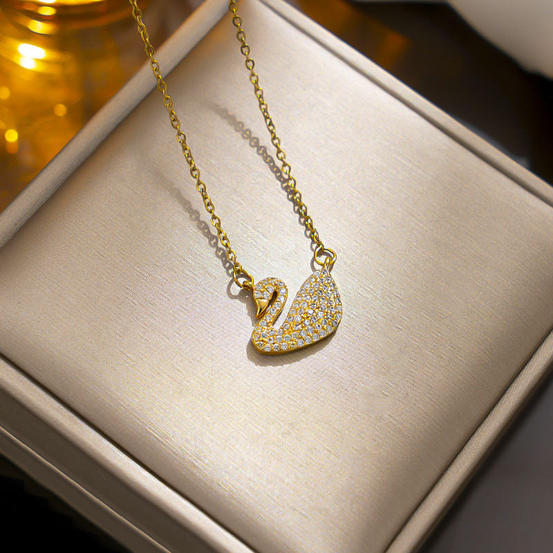 Gold Titanium Steel Pendant Necklace