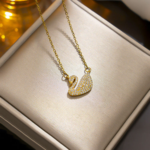 Gold Titanium Steel Pendant Necklace
