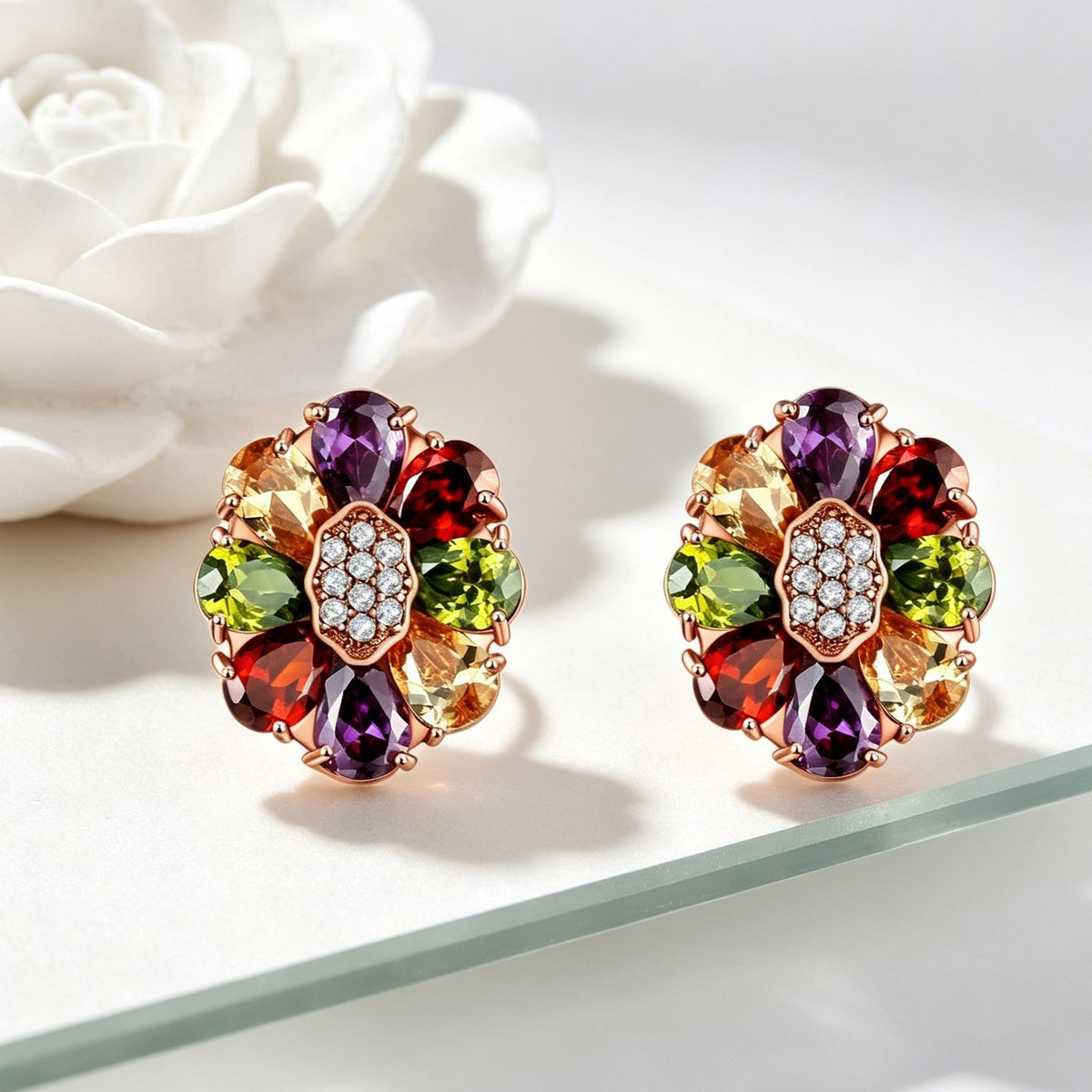 Gold Brass Floral Earring
