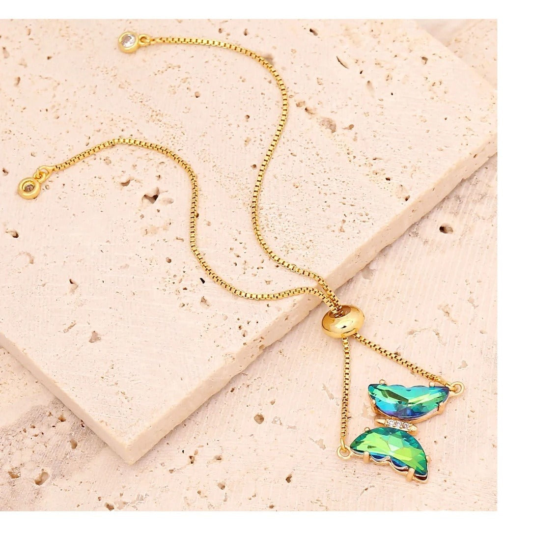 Yunjin European and American Cross-border Jewelry Color Zircon Butterfly Bracelet