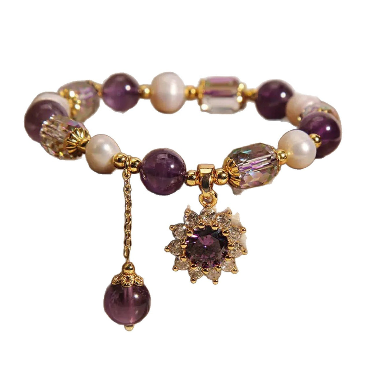 Purple Crystal Sunflower Bracelet