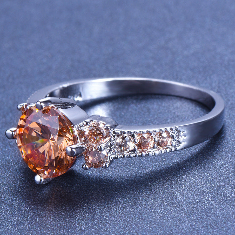 Cross-Border Fashion Retro Women's Purple Zircon Ring