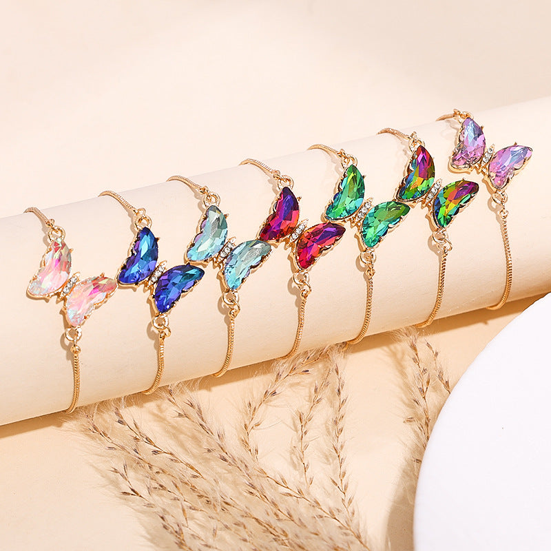 Yunjin European and American Cross-border Jewelry Color Zircon Butterfly Bracelet