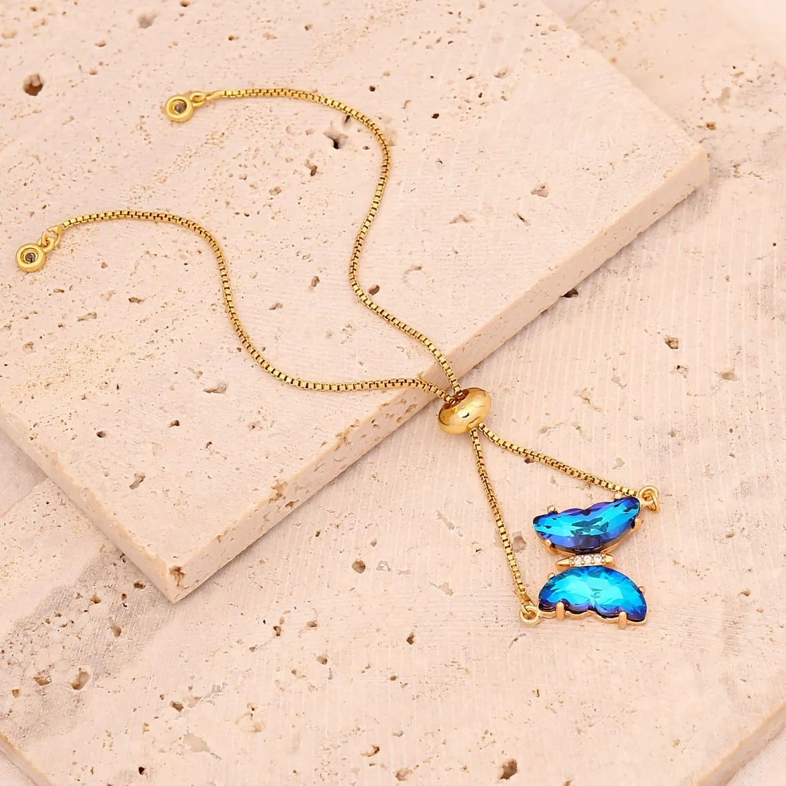 Yunjin European and American Cross-border Jewelry Color Zircon Butterfly Bracelet