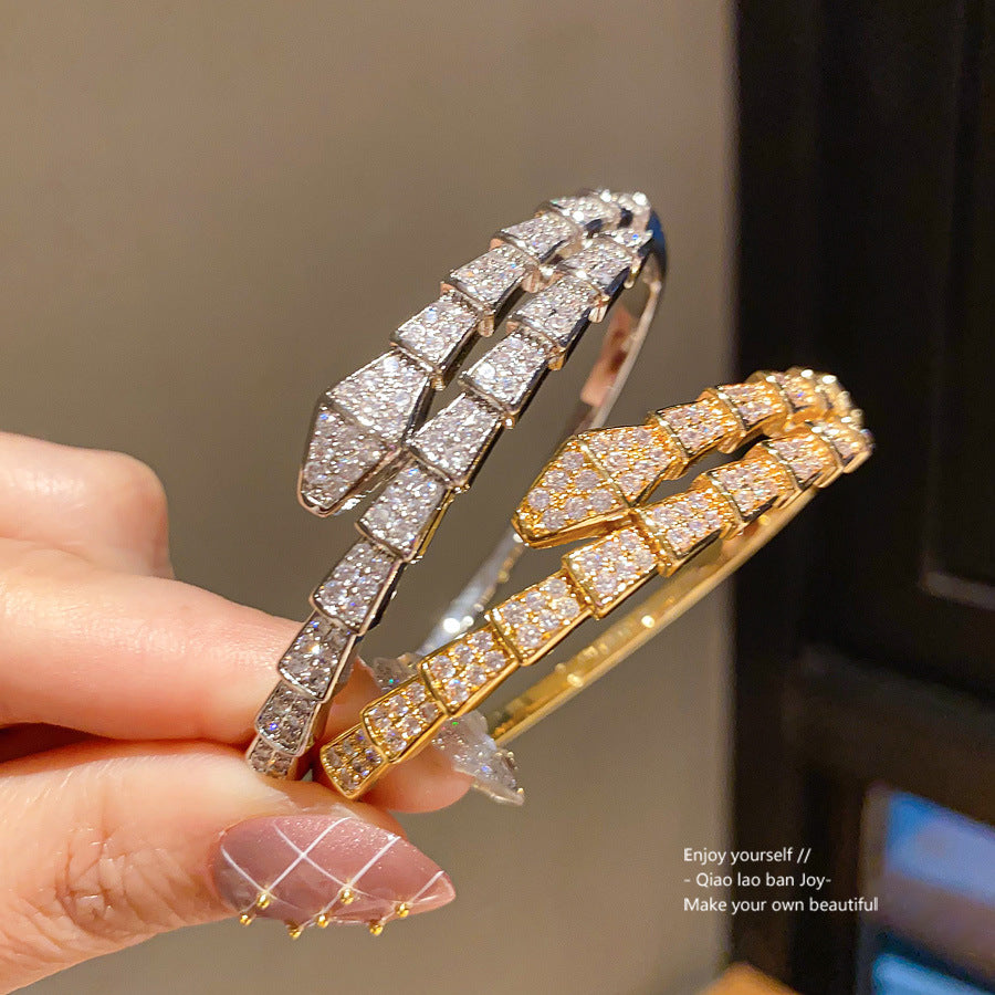 18K Real Gold Electroplated Snake-Shaped Splicing Buckle Bracelet