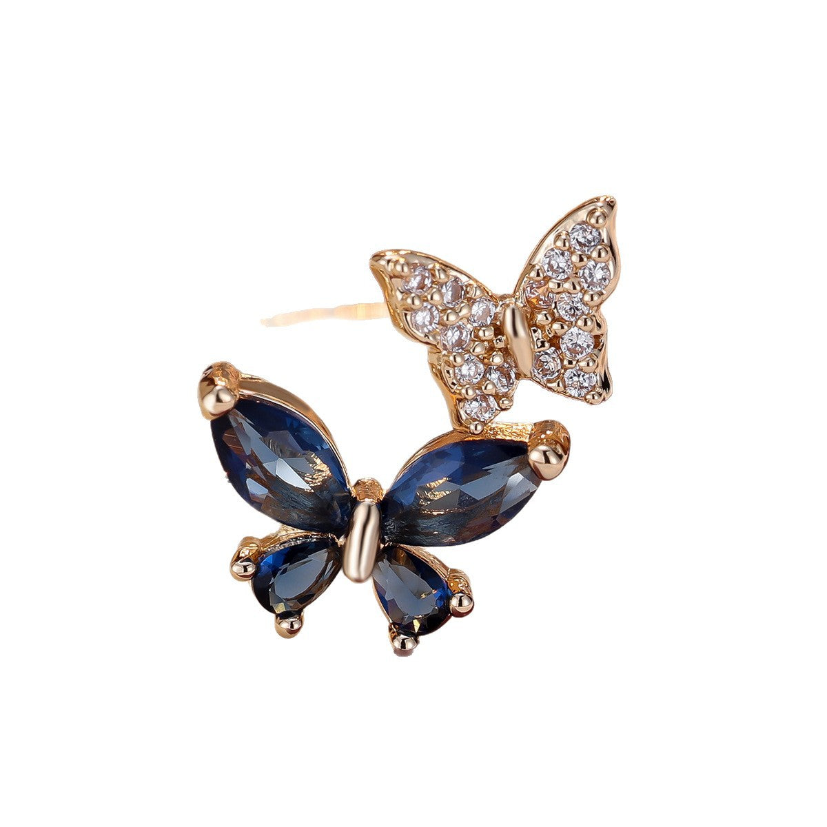 European and American Niche Zircon Double Butterfly Open Ring