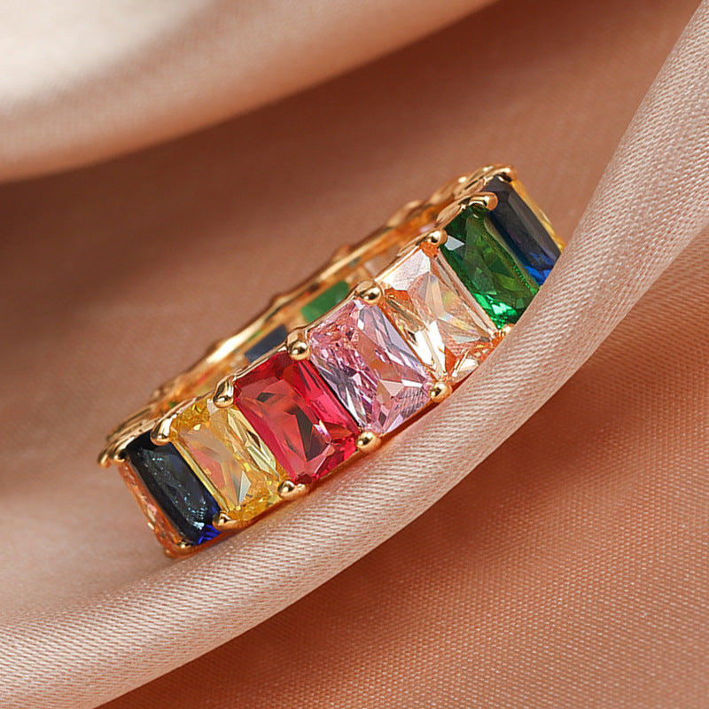 Cross-Border New Geometric Full Diamond Ring