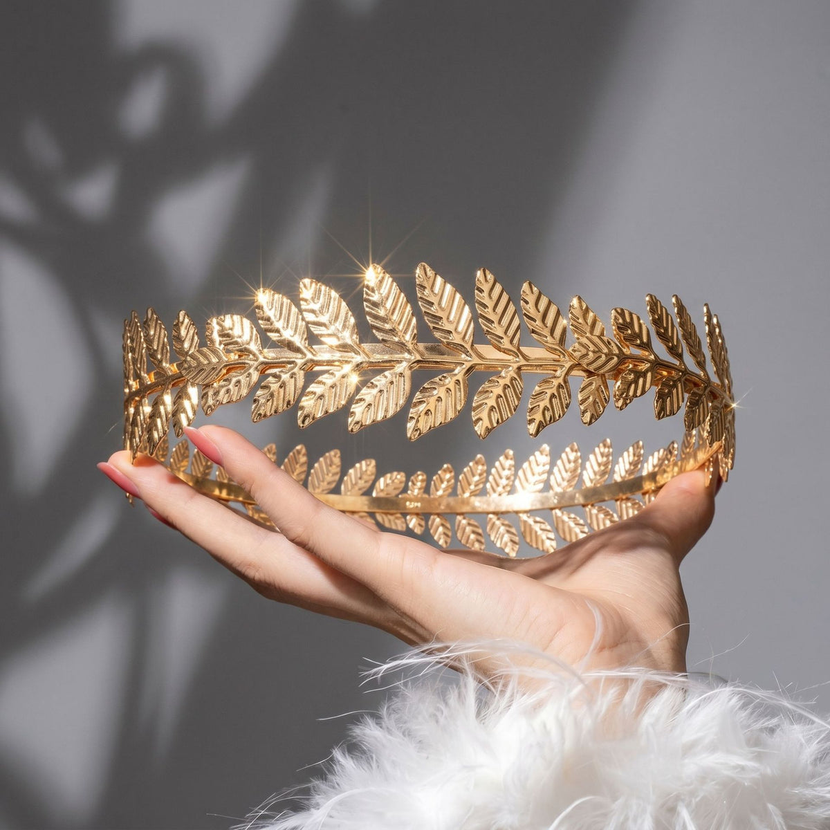 Cross-Border Vintage Greek-Style Round Headband Baroque Golden Olive