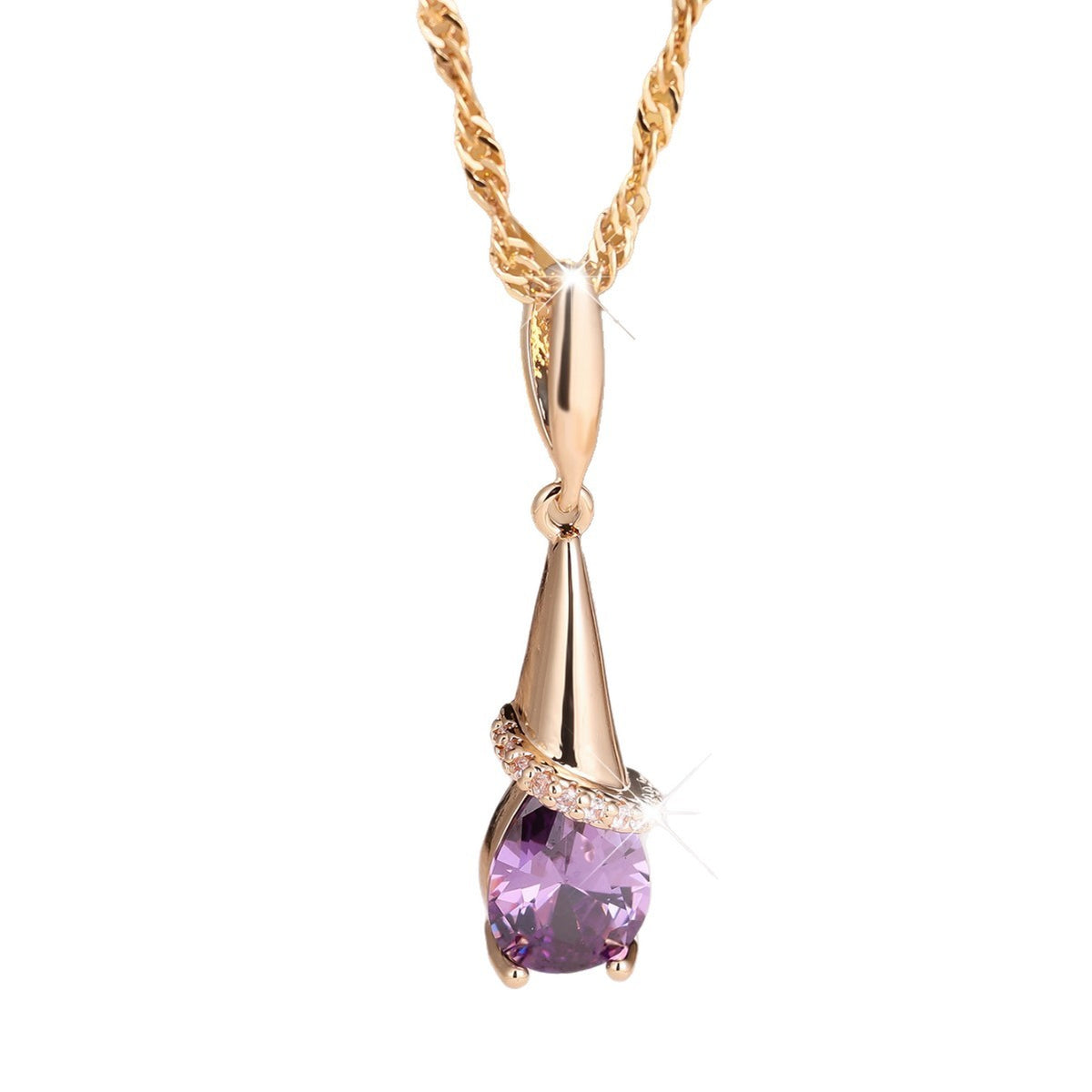 European and American vintage tapered twisted purple diamond necklace