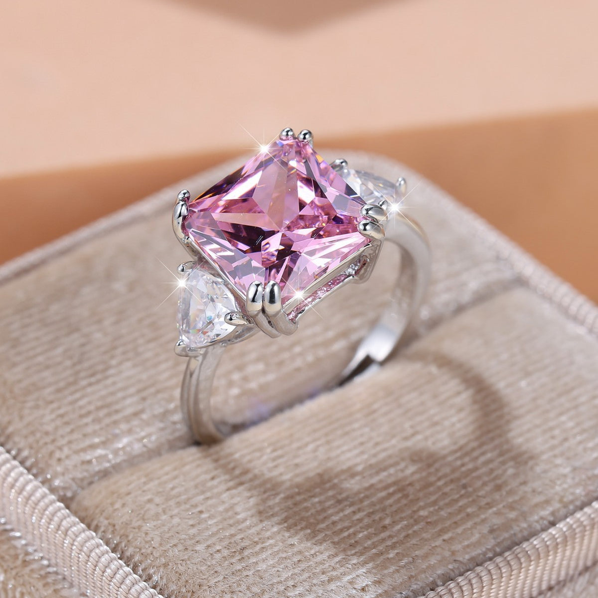 European and American Fashion Hot-Selling Square Zircon Open Ring