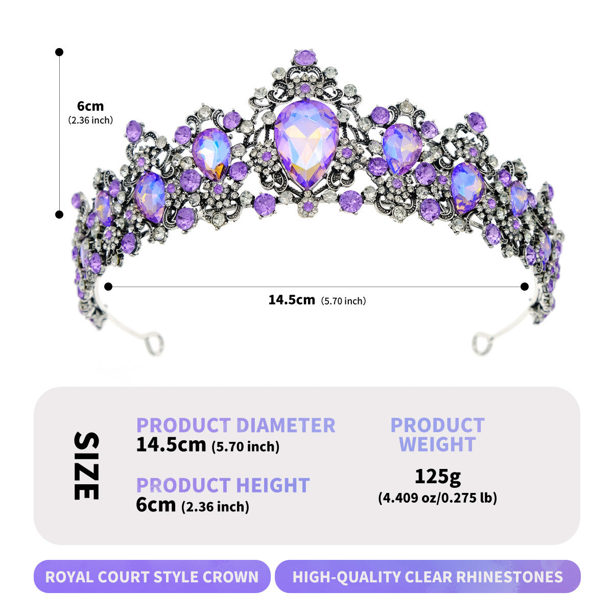 European and American Baroque Retro Bride Rhinestone Crown