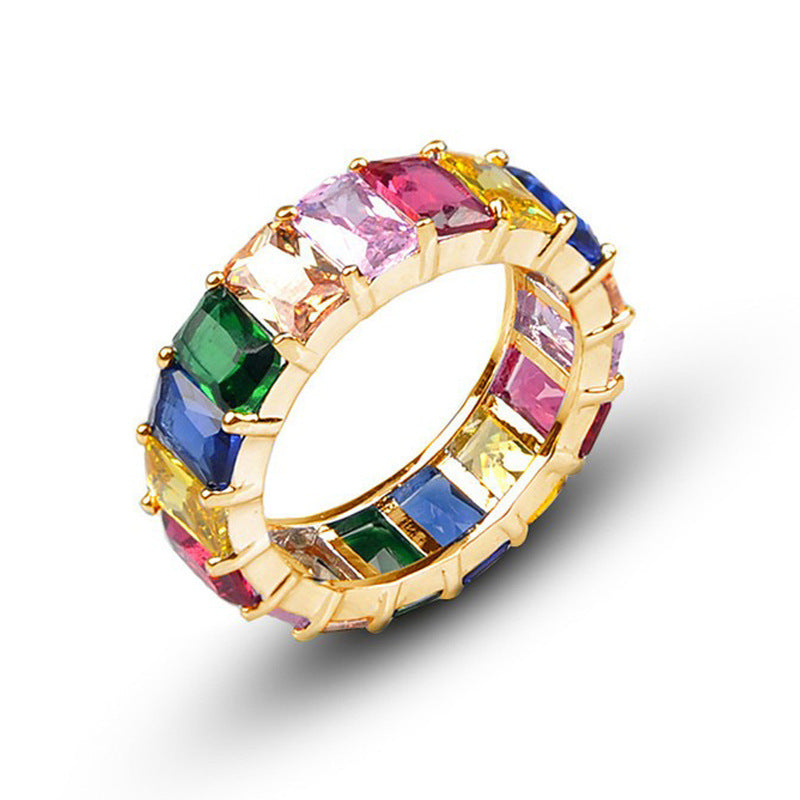 Cross-Border New Geometric Full Diamond Ring