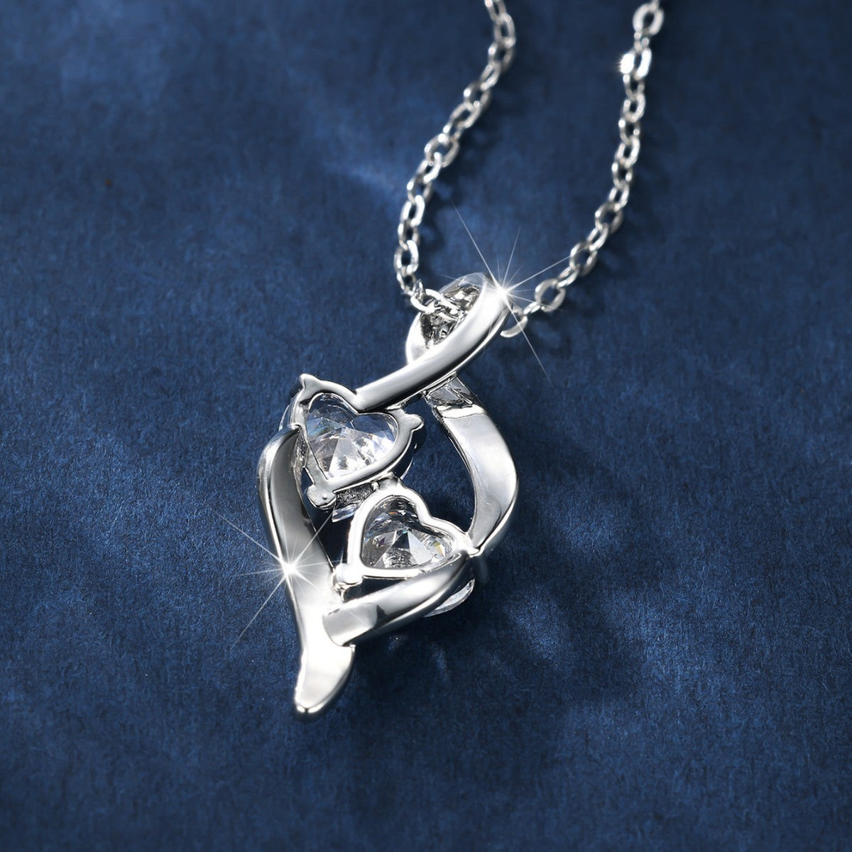 Cross-border European and American double heart-shaped zircon necklace