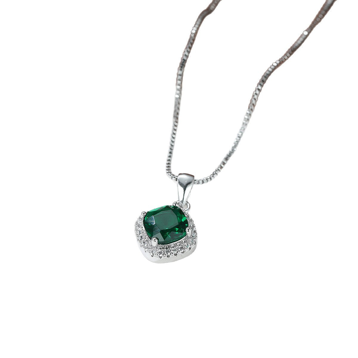 Cross-border bestseller: Luxurious square emerald pendant necklace
