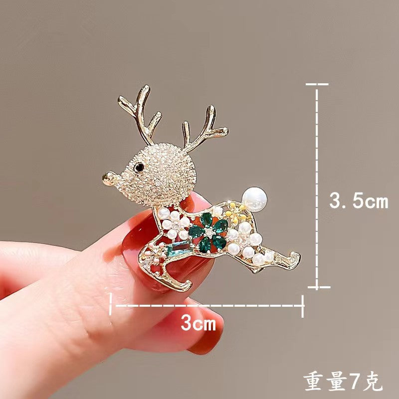 Diamond-Encrusted Cute Deer Brooch Light Luxury Niche Brooch