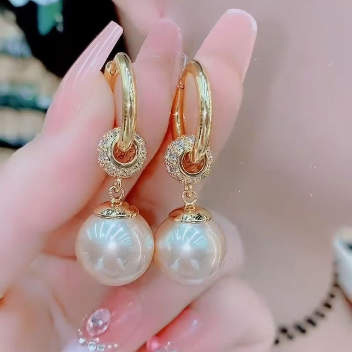 White Brass Pearl Earring