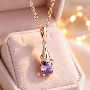 European and American vintage tapered twisted purple diamond necklace