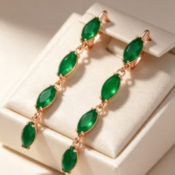 Cross-border light luxury purple marquise stone long earrings