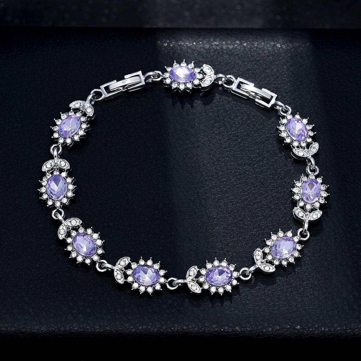 Cross-border Explosive Light Luxury Women's Colorful Zircon Flower Branches and Leaves Bracelet