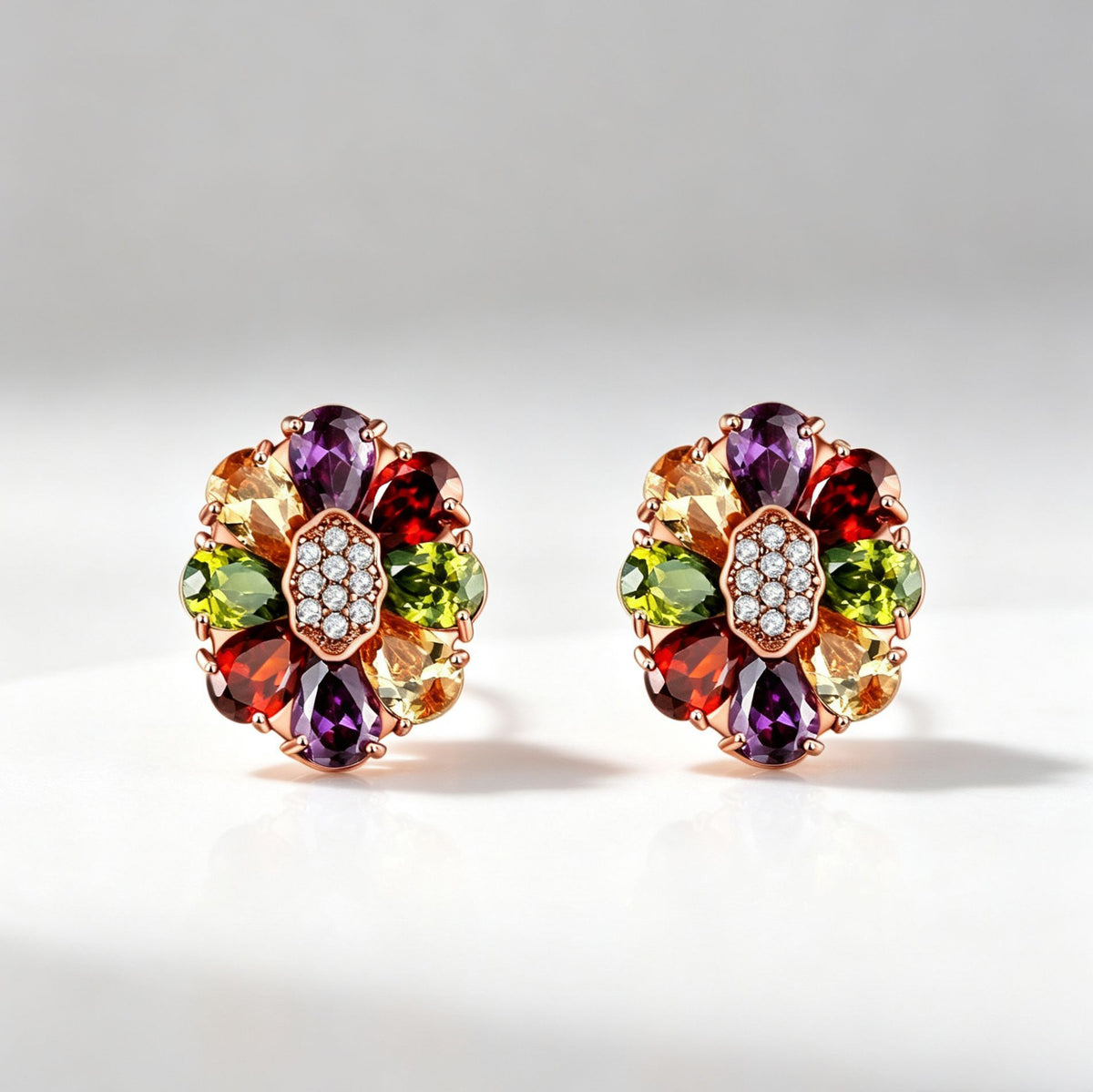 Gold Brass Floral Earring