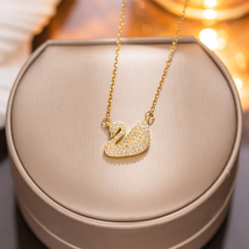 Gold Titanium Steel Pendant Necklace