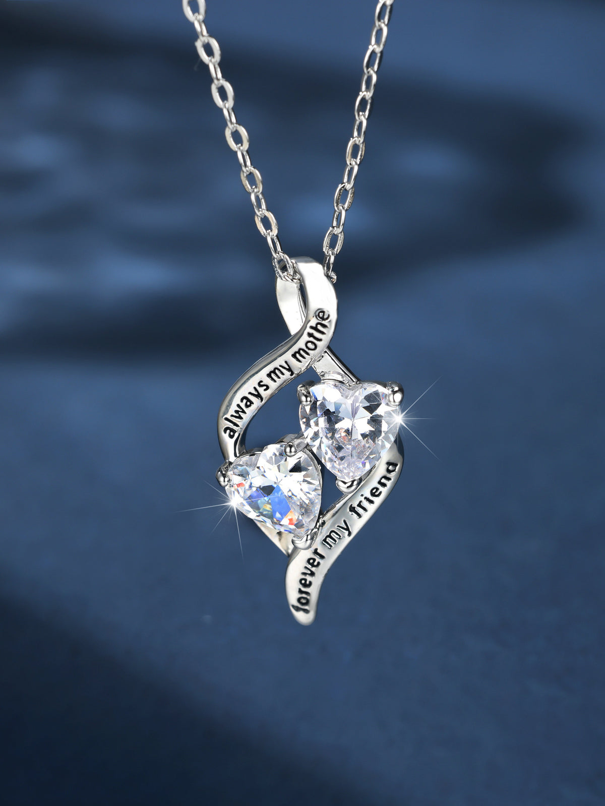 Cross-border European and American double heart-shaped zircon necklace