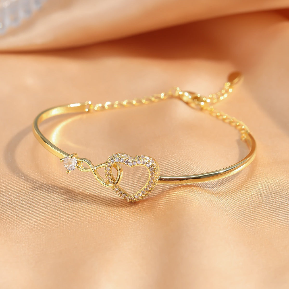 Gold Brass Heart Bangle