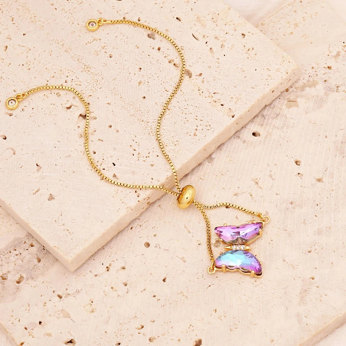 Yunjin European and American Cross-border Jewelry Color Zircon Butterfly Bracelet