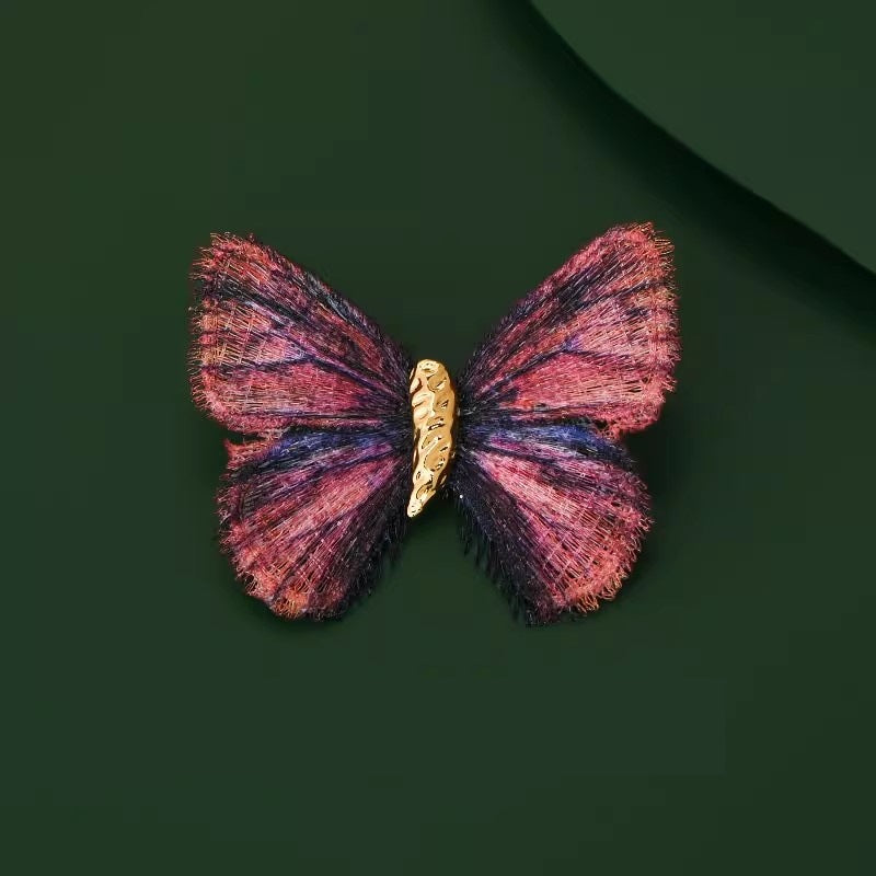Retro Color Pattern Butterfly Brooch Women's Lightweight Gradient