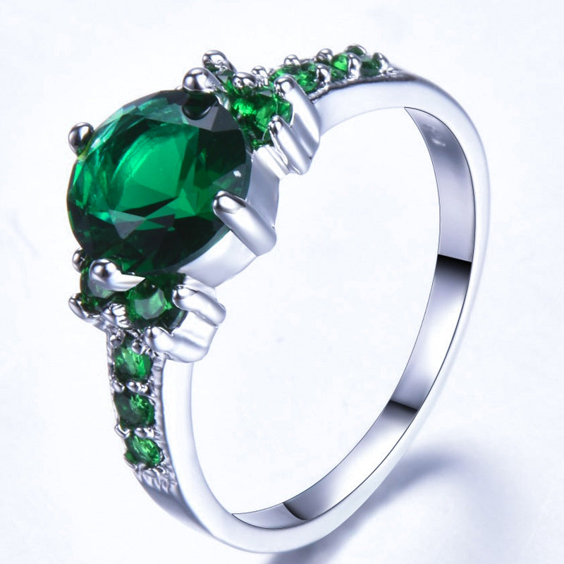 Cross-Border Fashion Retro Women's Purple Zircon Ring