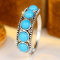Vintage distressed five blue turquoise ring