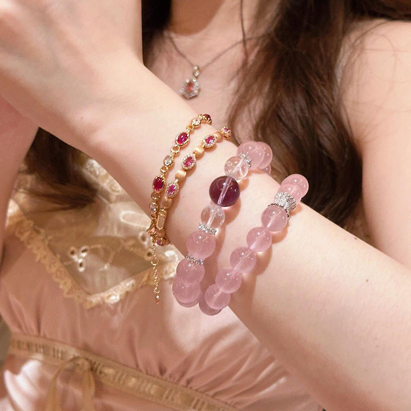 Peach Crystal Bracelet With Gift Box