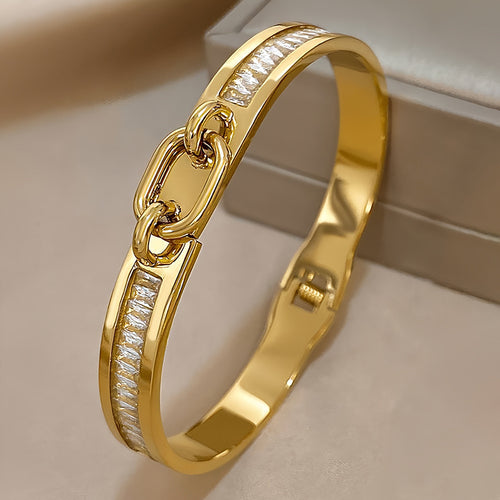 Gold Titanium Steel Butterfly Bow Bangle