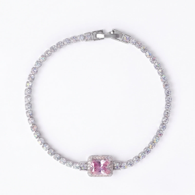 pink diamond rectangular chain bracelet