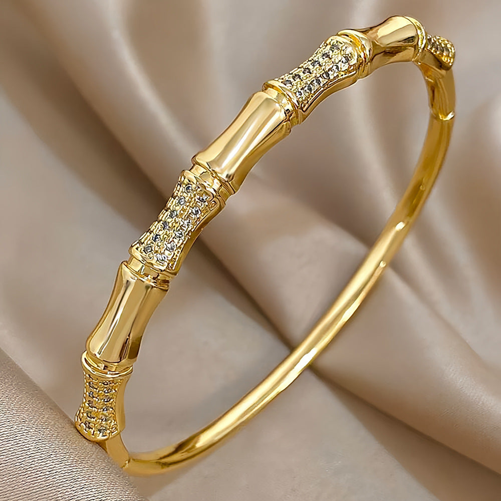 Gold Titanium Steel Butterfly Bow Bangle