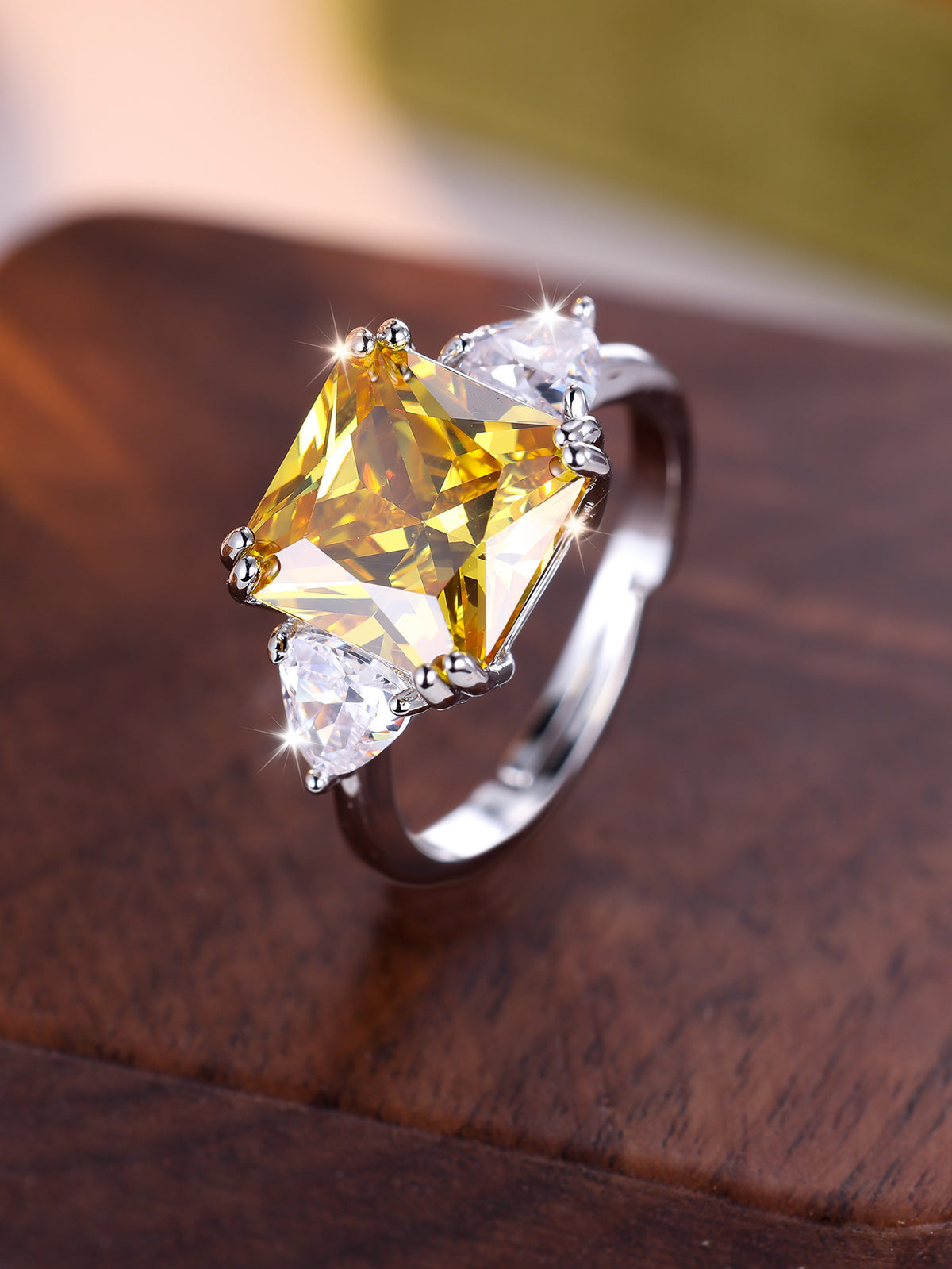 European and American Fashion Hot-Selling Square Zircon Open Ring