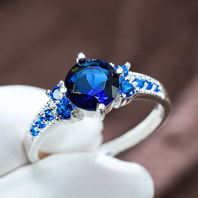 Cross-Border Fashion Retro Women's Purple Zircon Ring
