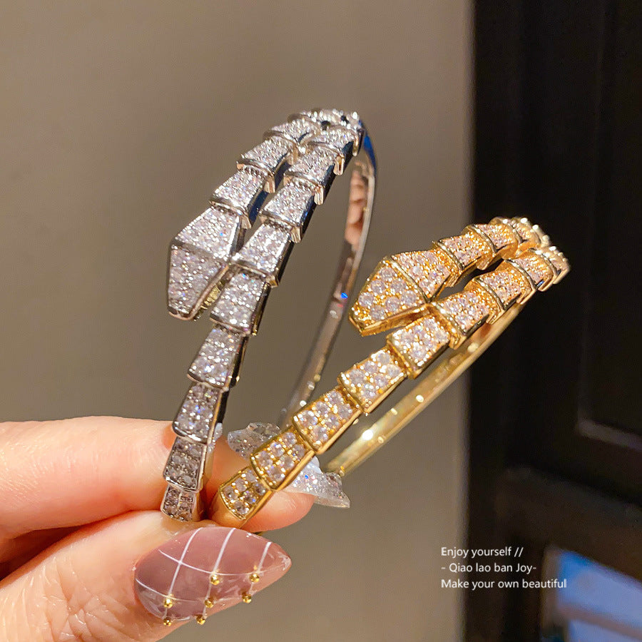 18K Real Gold Electroplated Snake-Shaped Splicing Buckle Bracelet