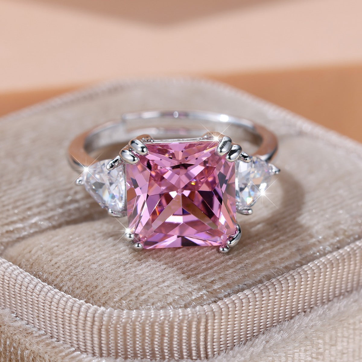 European and American Fashion Hot-Selling Square Zircon Open Ring