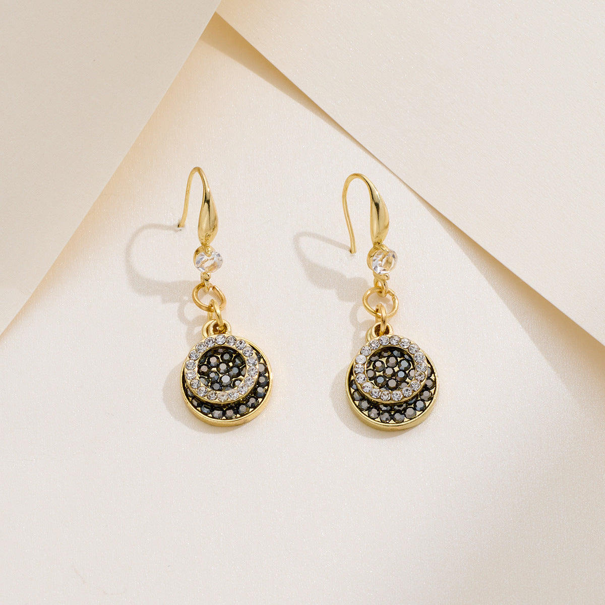 Black Diamond Disc Earrings
